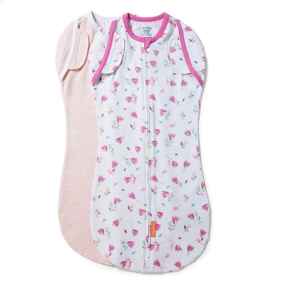 SwaddleMe Arms Free Convertible Pod 3-6 Months Zip-up Baby Swaddle Tulips Sz L